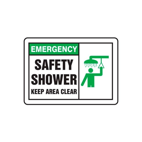 Accuform Accuform Emergency Sign, Safety Shower Graphic, 14inW x 10inH, Aluminum MFSD929VA - main